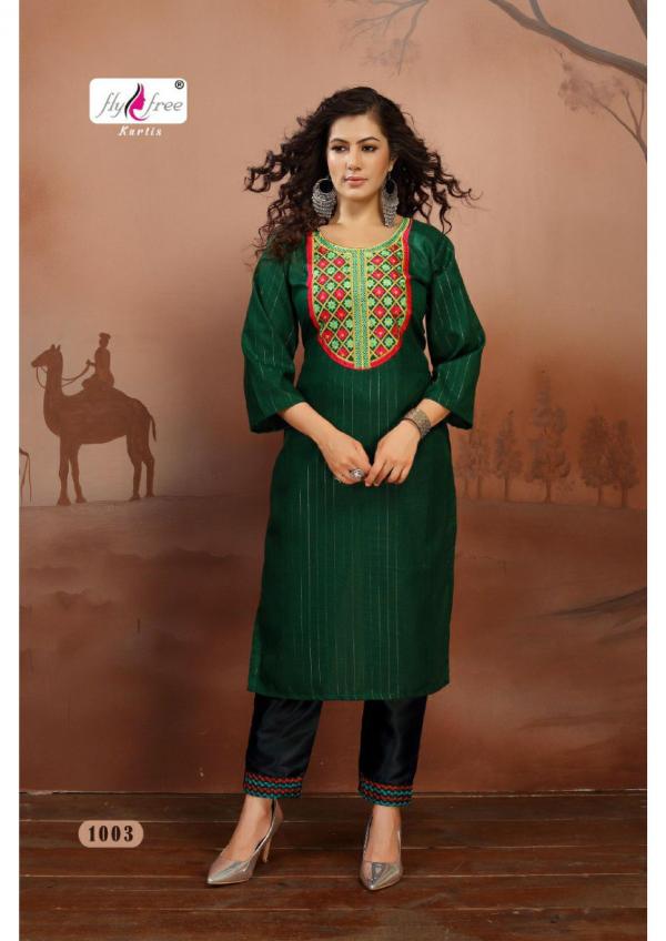 Fly Free Navratan Fancy Rayon Embroidery Kurti With Bottom